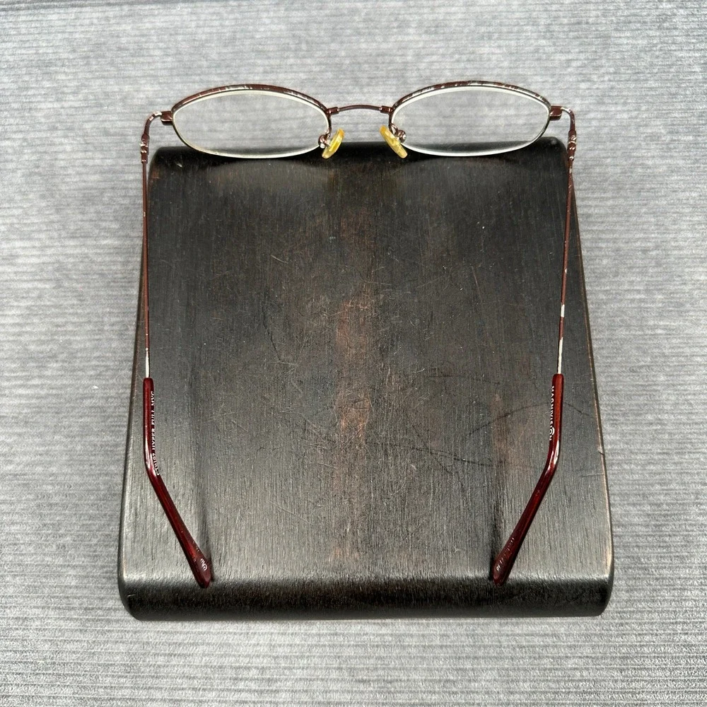 Magnivision Y2k Reading Glasses +1.50 Oval Burgundy Metal CT0107 Hyper Full MVC
